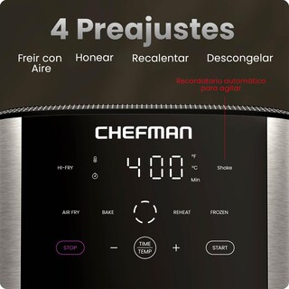 Foto 4 | Foto 4 | Freidora De Aire Digital Chefman Turbofry De 6 Cuartos Freidora De Aire Con Pantalla Táctil Con 4 Funciones De Cocción Botón H
