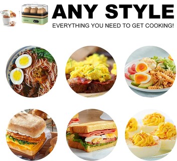 Foto 8 | Foto 8 | Evoloop - Olla De Huevos Rápida Eléctrica Capacidad De 6 Huevos Suave Mediano Hervida Cazador Furtivo Para Huevos Con Apaga