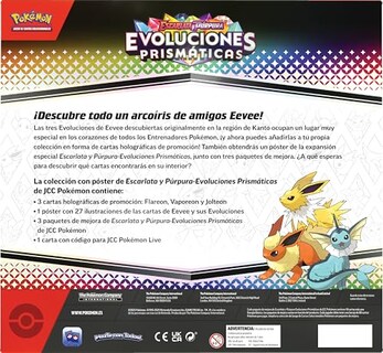 Foto 4 | Foto 4 | Pokémon Colección Con Póster De Escarlata Y Púrpura-evoluciones Prismáticas De Jcc (3 Paquetes De Mejora Y 3 Cartas Holográficas