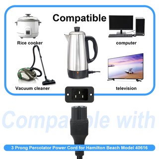 Foto 2 | Foto 2 | Cable De Alimentación De 3 Clavijas Adecuado Para Cable Percolador Farberware Cable Eléctrico Para Olla De Presión Eléctrica O