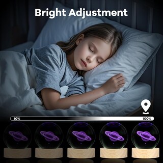 Foto 8 | Foto 8 | Sozomo 2pcs Bola Cristal 3d De Saturno/luna luna 3d Glass Ball Con Base De Bola De Cristal Luz De Noche luz Nocturna De Bola De