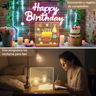 Foto 6 | Foto 6 | Yebgahj Tablero De Mensajes De Notas Brillantes Con Tablero Blanco Led Creativa Tablero Acrílico De Borrado En Seco Con Luz Co