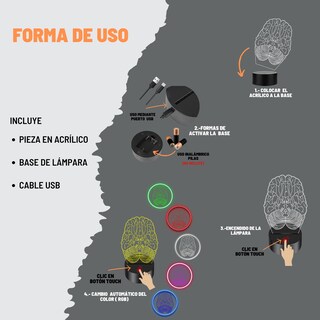 Foto 7 | Foto 7 | Artea 19 Lámpara De Cerebro 3d lámpara Luz Nocturna Led figura Anatomía Humana lámpara Acrílico Luces Cambiantes luces De Noche