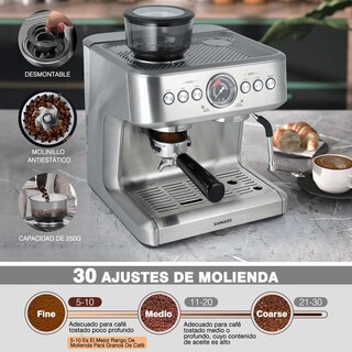 Foto 4 | Foto 4 | Sangkee Cafetera Espresso Y Cappuccinos Profesional 20 Bar Máquina De Café Con Sistema De Calentamiento Dual Con Molino Y Vari