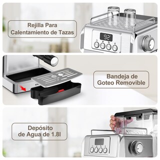Foto 8 | Foto 8 | Cafetera Espresso Máquina De Café Acero Inoxidable Con Espumador De Leche Control Digital Preparación Individual O Doble latt