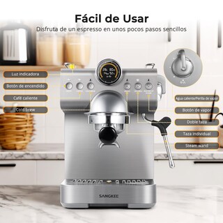 Foto 6 | Foto 6 | Sangkee Cafetera Espresso Preparación En Caliente Y Frío Máquina De Café Con Vaporizador De Leche Y Panel Lcd De Temperatura Y