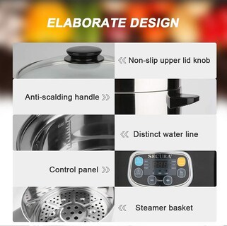 Foto 3 | Foto 3 | Secura Vaporizador Eléctrico De Alimentos Canastas Apilables De Doble Nivel Con Temporizador 1200 W Calentamiento Rápido Vap