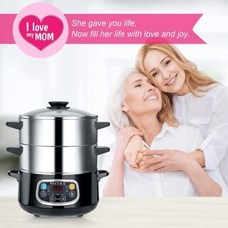 Foto 8 | Foto 8 | Secura Vaporizador Eléctrico De Alimentos Canastas Apilables De Doble Nivel Con Temporizador 1200 W Calentamiento Rápido Vap