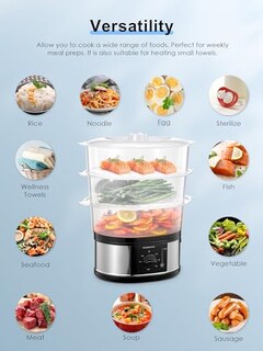 Foto 2 | Foto 2 | Cozeemax - Vapor Eléctrico De 3 Niveles Para Cocinar Vaporizador De Verduras De 13.7 Cuartos De Galón Para Cocinar Simultáneame