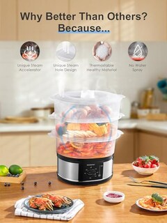 Foto 3 | Foto 3 | Cozeemax - Vapor Eléctrico De 3 Niveles Para Cocinar Vaporizador De Verduras De 13.7 Cuartos De Galón Para Cocinar Simultáneame