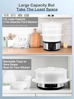 Foto 4 | Foto 4 | Cozeemax - Vapor Eléctrico De 3 Niveles Para Cocinar Vaporizador De Verduras De 13.7 Cuartos De Galón Para Cocinar Simultáneame