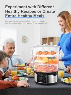 Foto 8 | Foto 8 | Cozeemax - Vapor Eléctrico De 3 Niveles Para Cocinar Vaporizador De Verduras De 13.7 Cuartos De Galón Para Cocinar Simultáneame