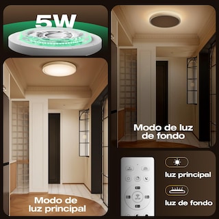 Foto 3 | Foto 3 | Vshiny Lámpara De Techocon Función De Luz De Fondo lámpara De Techo Inteligente modo De Luz Nocturna Regulable Con Mando A Dis