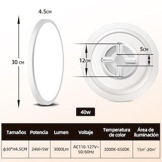 Foto 7 | Foto 7 | Vshiny Lámpara De Techocon Función De Luz De Fondo lámpara De Techo Inteligente modo De Luz Nocturna Regulable Con Mando A Dis