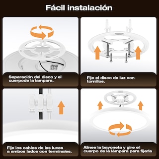 Foto 8 | Foto 8 | Vshiny Lámpara De Techocon Función De Luz De Fondo lámpara De Techo Inteligente modo De Luz Nocturna Regulable Con Mando A Dis