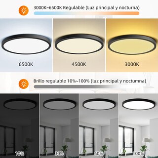 Foto 4 | Foto 4 | 30 Cm Lampara De Techo Led 24w Redonda Plafon Modernas De 3000k A 6500k Lámpara Para Baño Techo Impermeable Con Control Remoto
