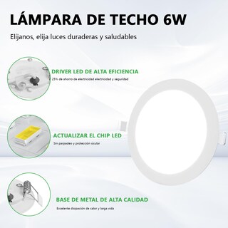 Foto 4 | Foto 4 | Tianlai S26w06a Lampara De Techo Led 6w Lámpara Empotrable Techo Paquete 10 12cm 6500k