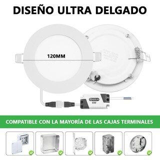 Foto 6 | Foto 6 | Tianlai S26w06a Lampara De Techo Led 6w Lámpara Empotrable Techo Paquete 10 12cm 6500k