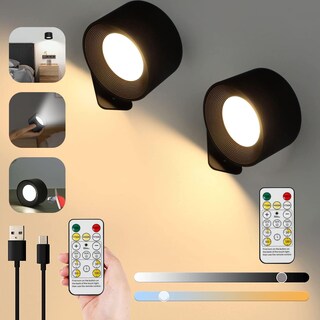 Foto 1 | Foto 1 | Aplique De Pared Led Luces De Lectura Led Montadas En La Pared Luces Led Recargables De Pared con Control Táctil Y Remoto 3 Te