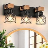 Lámpara De Tocador Para Baño 3 Luces Lámpara De Baño De Sobre Espejo E26 Granja Lámpara De Tocador Industrial Negra Con Pantal