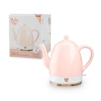 Pinky Up Noelle - Hervidor Eléctrico De Cerámica Rosa De 1 5 L Con Cuello De Cisne Linda Caldera De Agua Para Tés Calientes Y V