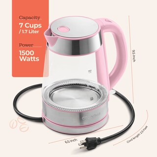 Foto 3 | Foto 3 | Hervidor Eléctrico Speed-boil - Peach Street - 1.7 L - Rosa Algodón De Azúcar - Vidrio De Borosilicato - 1500 W - Apagado Automá