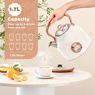 Foto 4 | Foto 4 | Hervidor Eléctrico Retro Tetera De Acero Inoxidable De 1 7 L Con Gran Medidor De Temperatura 1500 W Caldera De Agua Caliente