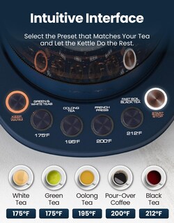 Foto 4 | Foto 4 | Vianté Tetera Eléctrica De Vidrio Con Infusor Removible Y Control De Temperatura. Hervidor Eléctrico. Apagado Automático Y Prote