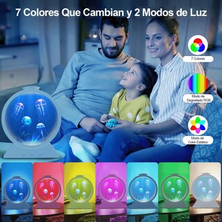 Foto 2 | Foto 2 | Tefola Lámpara De Medusa Flotante Con 4 Medusas Lámpara De Lava 7 Colores Y 2 Modos De Luz 3 Velocidades De Flujo Silenciosa