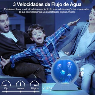 Foto 3 | Foto 3 | Tefola Lámpara De Medusa Flotante Con 4 Medusas Lámpara De Lava 7 Colores Y 2 Modos De Luz 3 Velocidades De Flujo Silenciosa