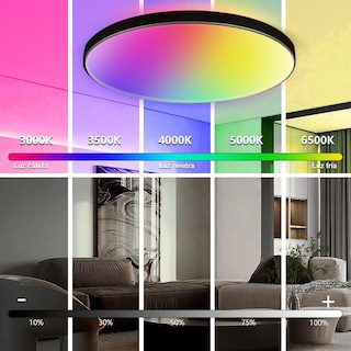 Foto 2 | Foto 2 | Yicale Lampara De Techo Inteligente 24w Lamparas De Techo Alex Negro Luz Inteligente Circular Modo 5 - Rgb 3000k - 6500k 160.