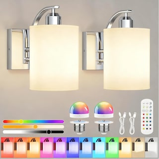 Foto 1 | Foto 1 | Kuaeay Juego De 2 Lámparas De Pared Inalámbricas Con Foco Recargables Luces Led Y Rgb Con Control Remoto Apliques De Pared De