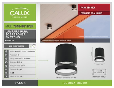 Foto 5 | Foto 5 | Calux Lámpara De Sobreponer En Techo Socket Gu10 7640-gu10/gf