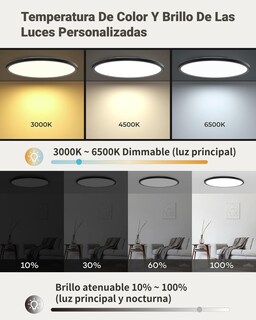 Foto 3 | Foto 3 | Vourtm Lámpara De Techo Led Con Función De Luz De Fondo 2 Modos Y 3 Temperaturas De Color 30cm Lámparas Para Recámara control