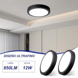 Foto 4 | Foto 4 | Megaluz Paquete 6 Lampara Techo Led 12w Negro Luz Fria 118mm Redondo Luminaria Plafón Techo 3000k/4000k/6400k