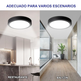 Foto 7 | Foto 7 | Megaluz Paquete 6 Lampara Techo Led 12w Negro Luz Fria 118mm Redondo Luminaria Plafón Techo 3000k/4000k/6400k