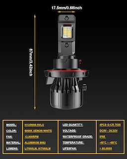 Foto 5 | Foto 5 | Katur H13 Led Bombillas Coche 14000lm 6000k Xenón Blanco Led Kit De Conversión De Bombillas 9008 Hi/lo Faros Delanteros Bombill