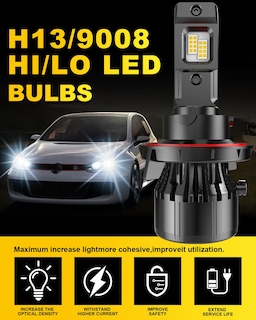 Foto 6 | Foto 6 | Katur H13 Led Bombillas Coche 14000lm 6000k Xenón Blanco Led Kit De Conversión De Bombillas 9008 Hi/lo Faros Delanteros Bombill