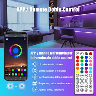Foto 2 | Foto 2 | Easytao Tira Led De Bluetooth 20m Luces Led Rgb 5050 Música De Tira Con Control De App + Control Remoto Ir De 44 Teclas Sincr