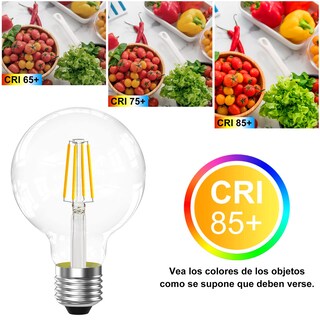Foto 3 | Foto 3 | Iluminación G25 Globo Bombillas Led Edison Vanidad Bombillas Para Baño 4w=40w Transparente Vintage Filamento Globo 500 Lm Ba