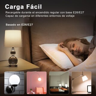 Foto 6 | Foto 6 | Pack De 6 Focos Recargables Para Casa 6500k 9w E27 100-240 Volts 800 Lumens Focos Led Luz Blanca Foco Led De Emergencia P