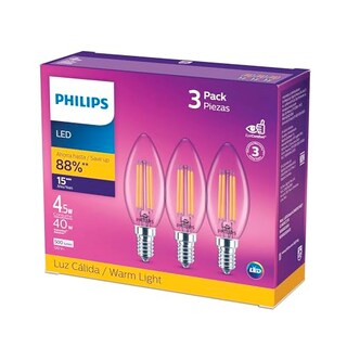 Foto 4 | Foto 4 | Philips Led 3 Focos Vela Luz Cálida 4.5w Base E14 Luz Suave Y Acogedora Con Un Diseño Elegante.