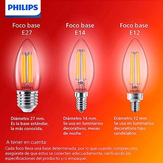 Foto 6 | Foto 6 | Philips Led 3 Focos Vela Luz Cálida 4.5w Base E14 Luz Suave Y Acogedora Con Un Diseño Elegante.