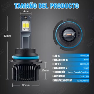 Foto 2 | Foto 2 | Punkzz Focos Led Alta Y Baja Luces 36000lm H4/h13/9004/9007 Canbus kit De Faros Led H4 Para Auto bombillas Led Para Faros Delant