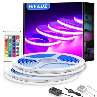 Foto 1 | Foto 1 | Hifiluz Tira De Luz Led Rgb Cob 10m Luz De Tira Regulable Que Cambia De Color Dc24v 576 Leds/m 160lm/w Remoto Bluetooth Tir