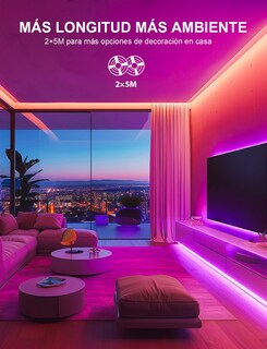 Foto 2 | Foto 2 | Hifiluz Tira De Luz Led Rgb Cob 10m Luz De Tira Regulable Que Cambia De Color Dc24v 576 Leds/m 160lm/w Remoto Bluetooth Tir