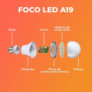 Foto 6 | Foto 6 | Tecnolite - Paquete De 10 Focos Ahorradores Foco Led A19 Color Blanco 5 W Base E27 450 Lumens Luz De Día 6500 K 100 - 240