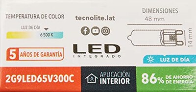 Foto 3 | Foto 3 | Tecnolite Foco Ampolleta Led Luz De Dia 2w G9 2g9led65v300c