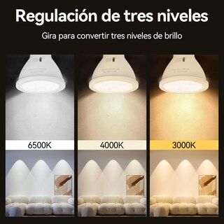 Foto 2 | Foto 2 | Gu10 Foco Led Bombilla Paquete De 6 Regulable Luz Blanca/cálida/neutra 7w Equivalente A 50w 450lm Recambio De Luz De Foco Para