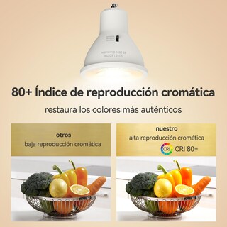 Foto 5 | Foto 5 | Gu10 Foco Led Bombilla Paquete De 6 Regulable Luz Blanca/cálida/neutra 7w Equivalente A 50w 450lm Recambio De Luz De Foco Para